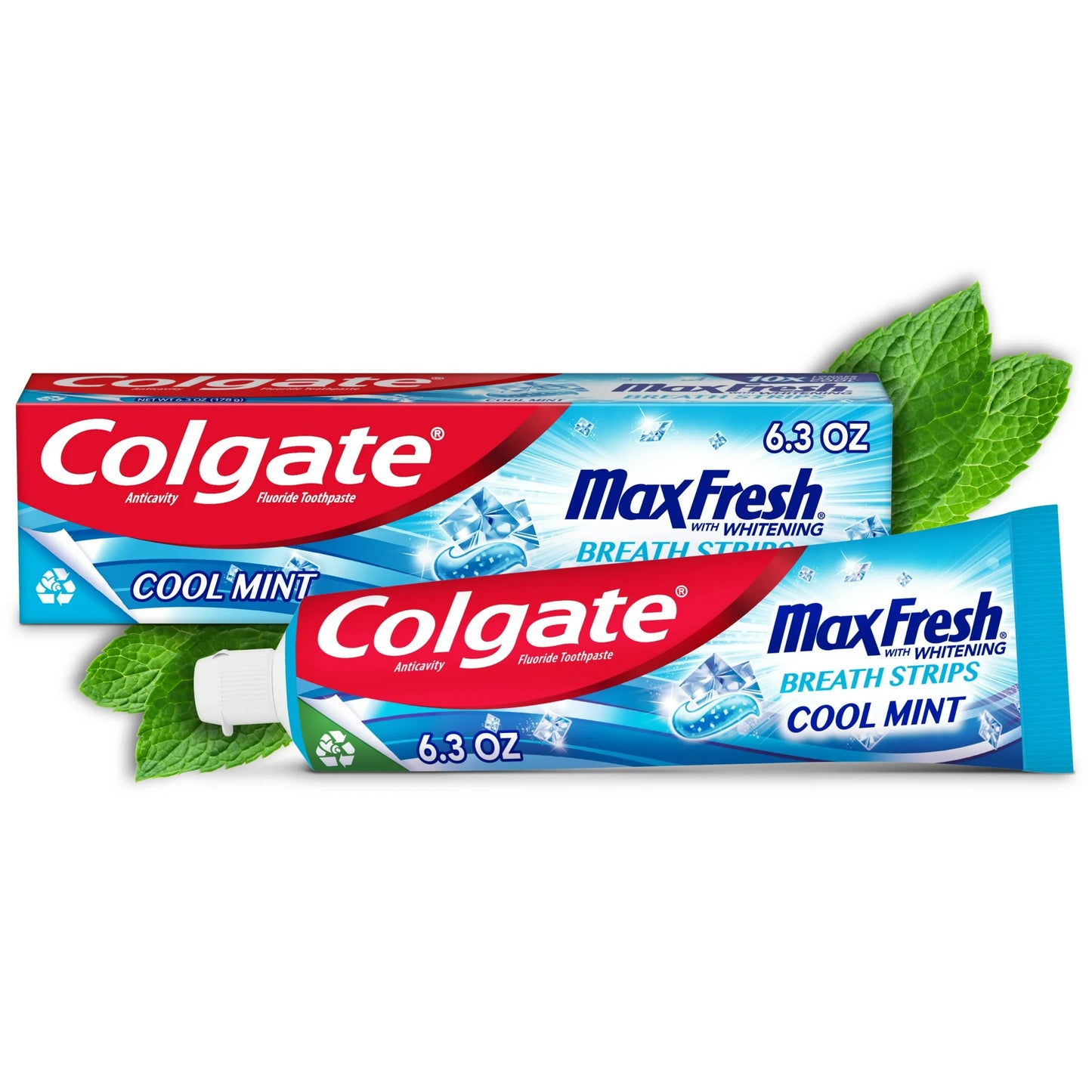 Colgate Max Fresh Whitening Toothpaste with Mini Breath Strips, Cool Mint