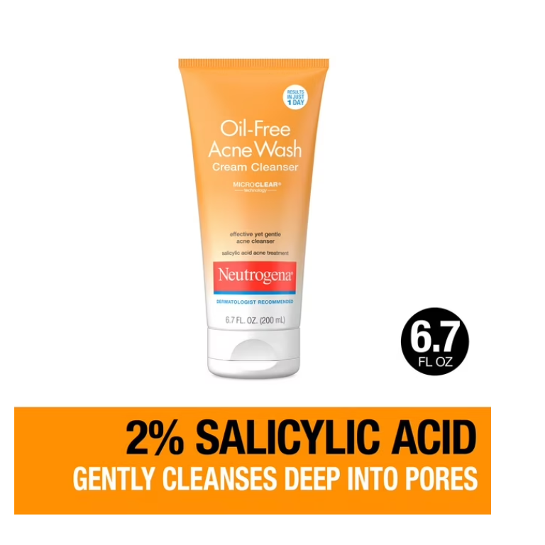 Neutrogena Oil-Free Acne Face Wash Cream, Face Cleanser