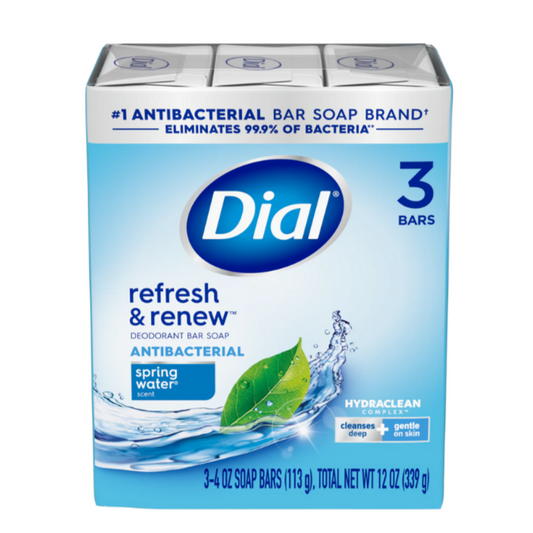 Dial Refresh & Renew Bar Soap Spring Water, Scent Antibacterial