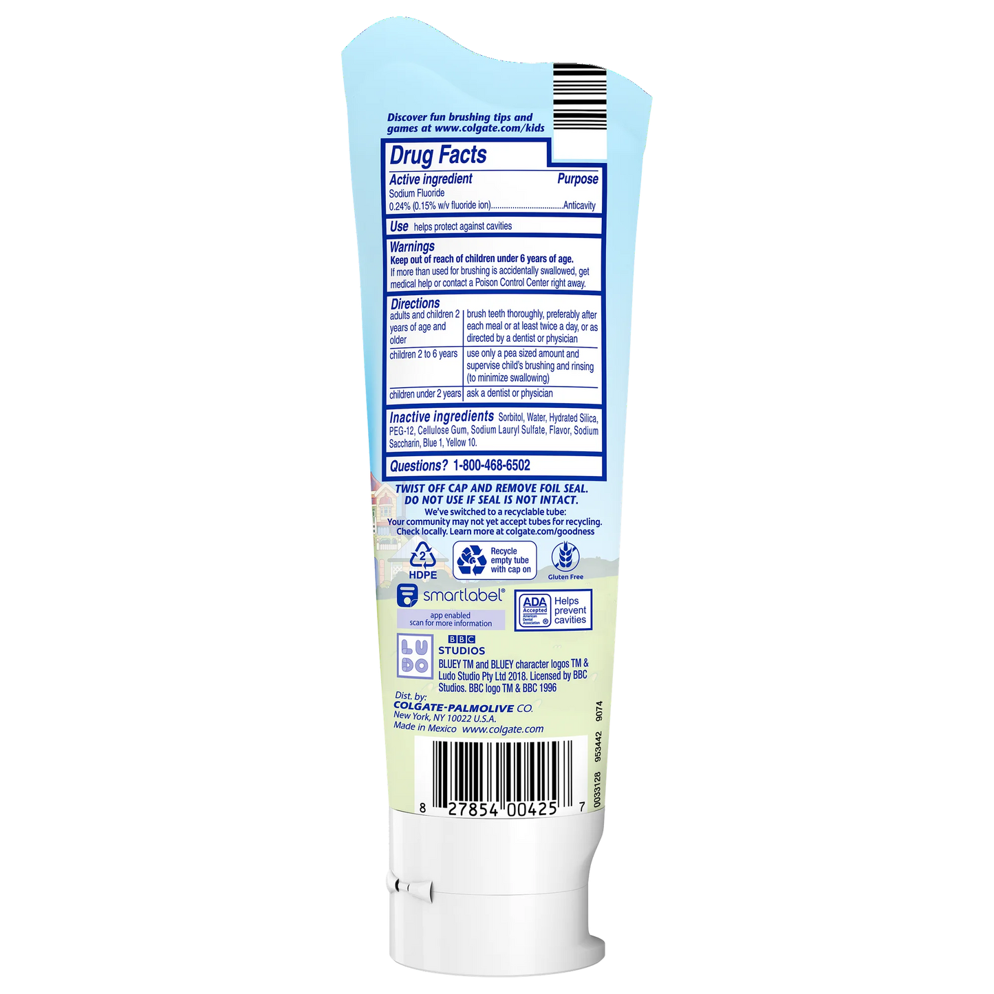 Colgate Bluey Kids Toothpaste with Fluoride, Cavity Protection, Mild Bubble Fruit Flavor