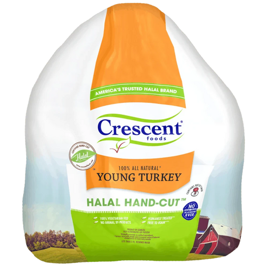 Crescent Hand Cut Zabiha Halal Whole Turkey (Crescent Packing)