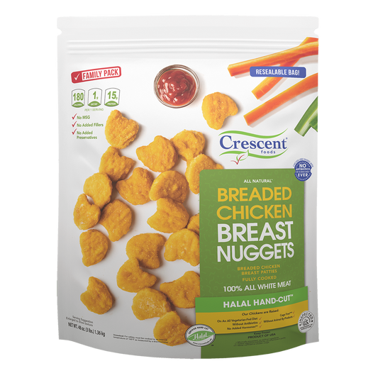Crescent Breaded Chicken Breast Nuggets Fully Cooked 3 lbs. Bag